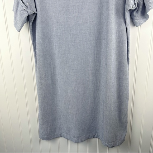 Madewell Striped Laced-Sleeve T-Shirt Style Dress Blue Size Medium - Picture 11 of 14